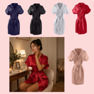 Robe de Cetim Shamouse com elástano Manga Japonesa Sem Bolso