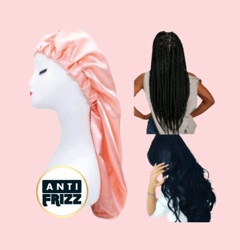 Touca de cetim box braids  long  hair com faixa de Malha