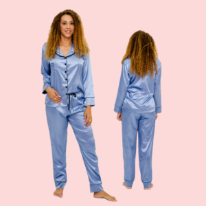 Pijama em Cetim com Elástano (blusa manga comprida e calça)