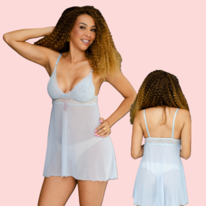 Camisola Soraya em Tule Tranparente e Renda de Poliamida