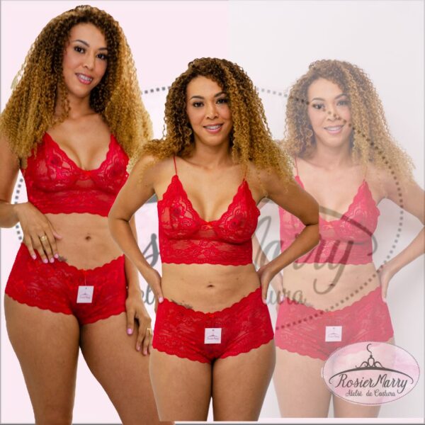 Conjunto Caleçon e Top de Renda Sensual - Imagem 3
