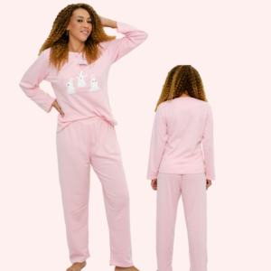 Pijama em Malha de Algodão Flanelado