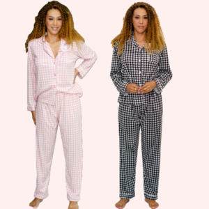 Pijama Americano de Inverno Estampa Pied de Poule