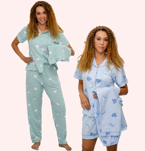 Kit Pijama Americano 3 peças em Malha de Algodão