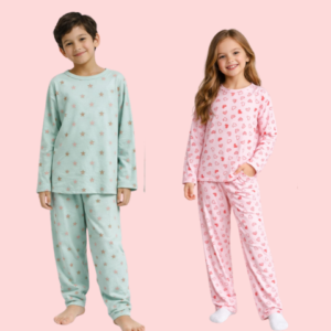 Pijamas de Inverno Infantil em Tecido Suede