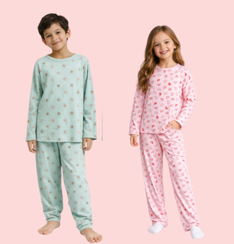Pijamas de Inverno Infantil em Tecido Suede