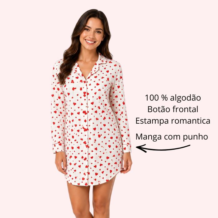Camisola Chamise Feminina Manga Longa em Malha 100% Algodão – Estilo Americano