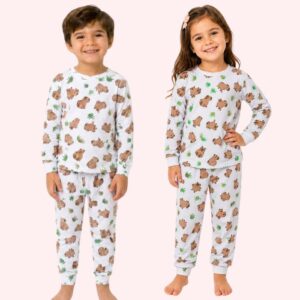 Pijama Infantil de Inverno Capivara em Malha 100% Algodão