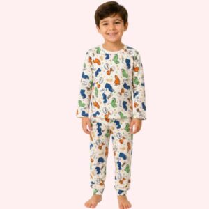 Pijama Infantil de Inverno em Malha 100% Algodão Estampa Dinossauro