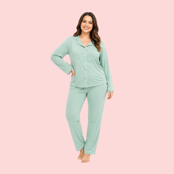 Pijama Americano Feminino em Malha com Vivo Branco