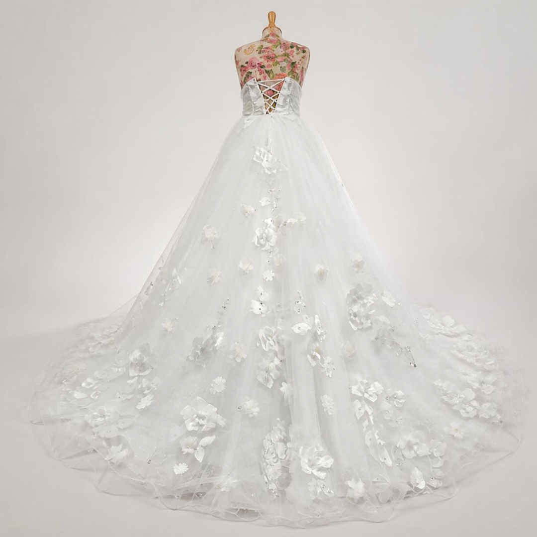 vestido de noiva aplicação 3D